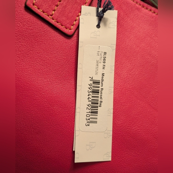 FUSHIA Dooney and Burke Medium Russel Tote Florentine Leather NWT - Picture 8 of 9